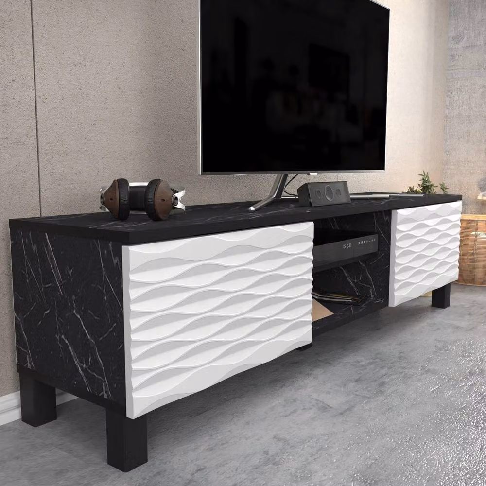 Decorotika Lukas TV Unit for TVs up to 64 inch in Black and White – 2