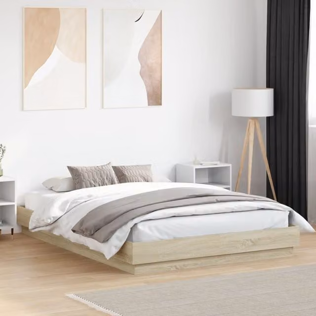 Berkfield Home Sonoma Oak Bed Frame in Brown, W/D/H: 160 x 200 cm