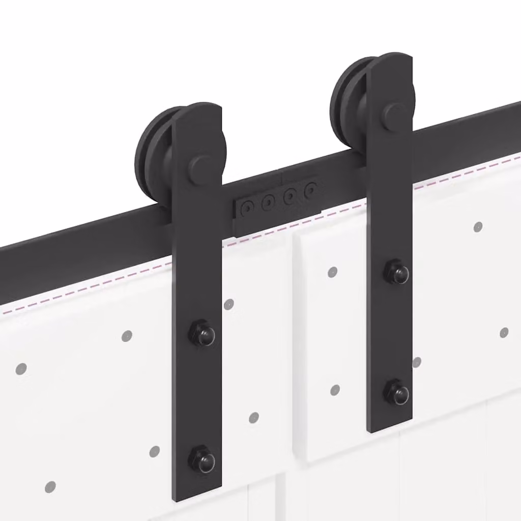 Berkfield Home Sliding Door Hardware Kit in Black Steel – 2