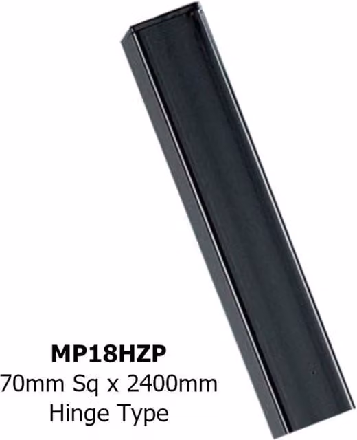 Burbage Iron Craft Square Flat Top Concrete-In Steel Post with Hinge, Black, W: 7 cm, D: 7 cm, H: 240 cm – 1