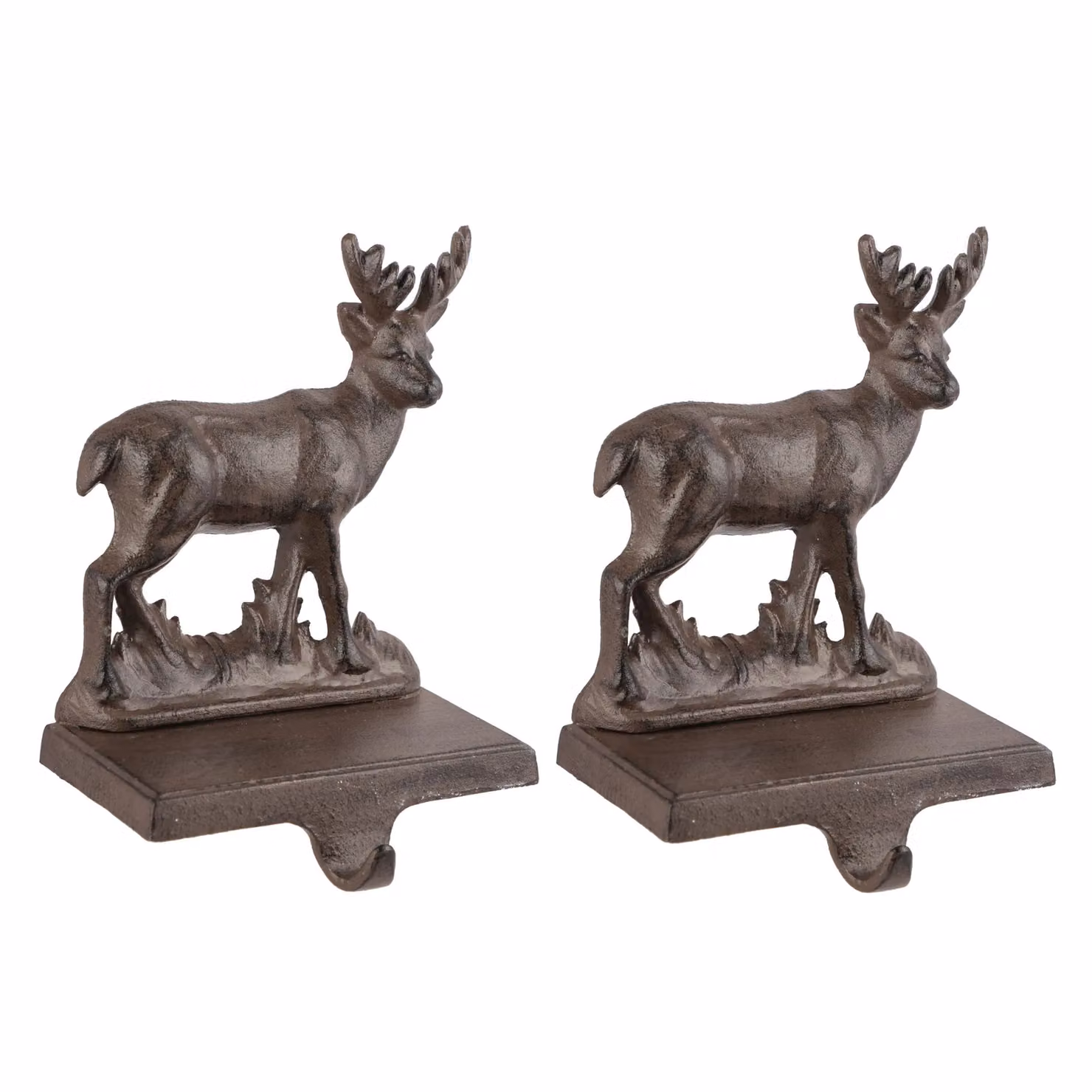 Dibor Set of 2 Brown Cast Iron Reindeer Christmas Stocking Holders – 2