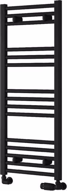 Bathroom Kingdom Capo Black Straight Heated Towel Rail, W: 40 cm, H: 100 cm