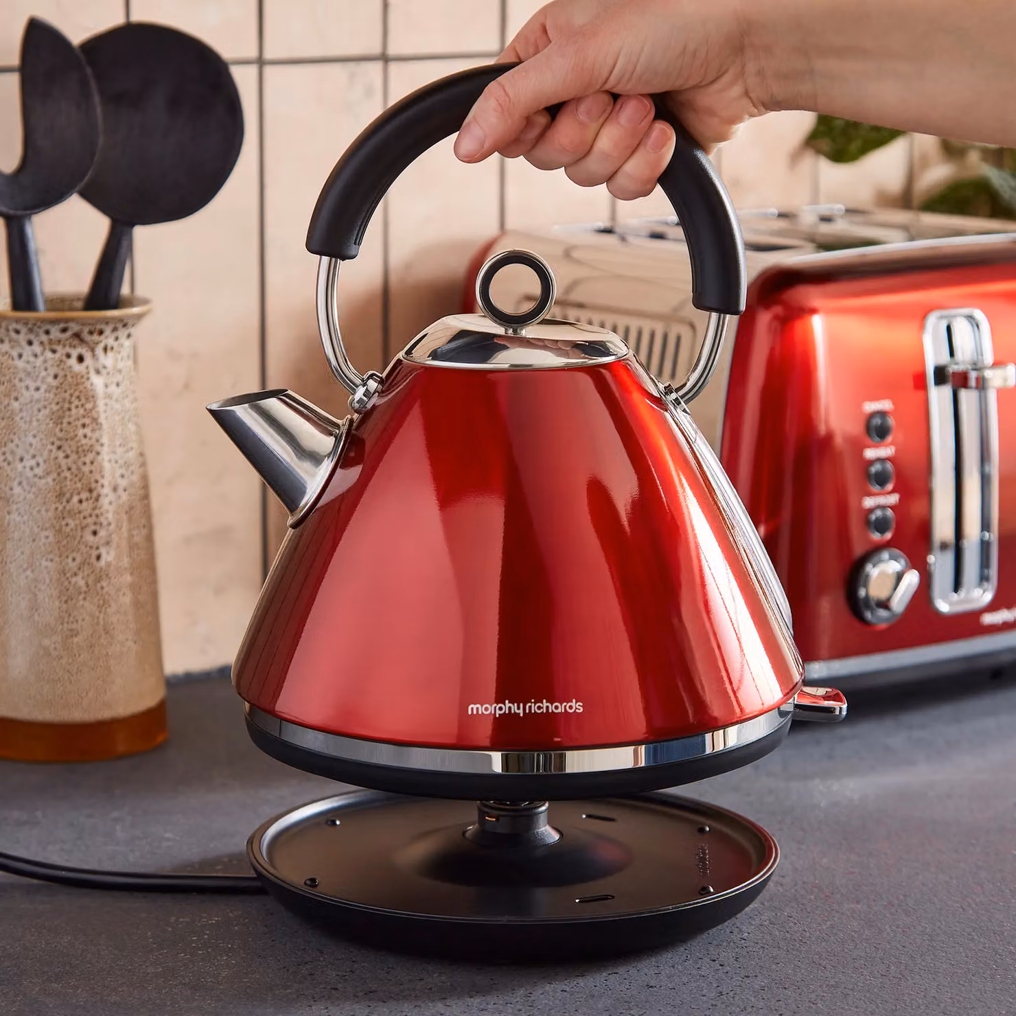 Morphy Richards Accents Metallic Kettle and Toaster Bundle in Red – 3