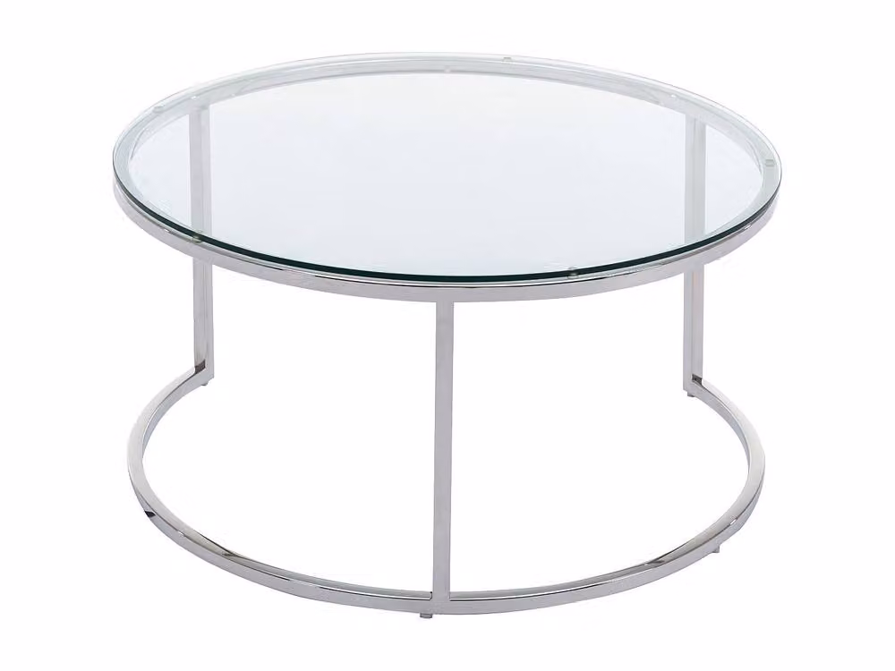 Vente-unique Nesting Coffee Tables in Clear Tempered Glass and Silver Stainless Steel – 2