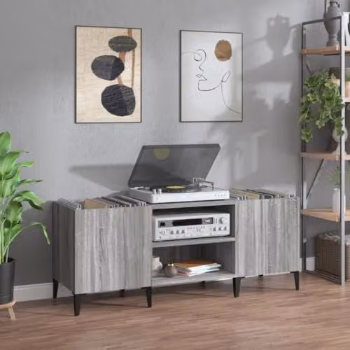 vidaXL Record Cabinet in Grey Sonoma, W/D/H: 121 x 38 x 48 cm – 2