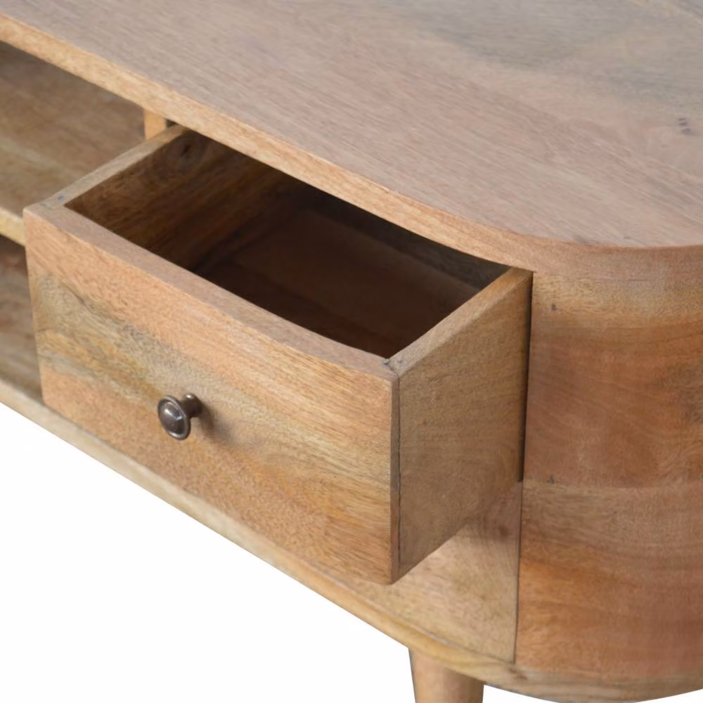 Matteo Mango Wood Entertainment Unit in Brown with 4 Drawers and 2 Shelves in Scandinavian Style – 3