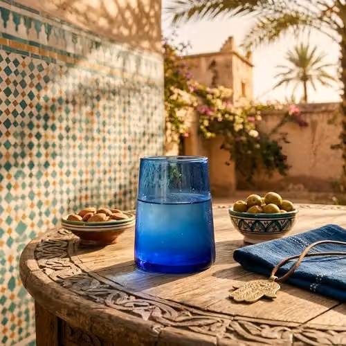 Nicola Spring Merzouga Blue Glass Tumblers, 260ml, Pack of 6 – 2