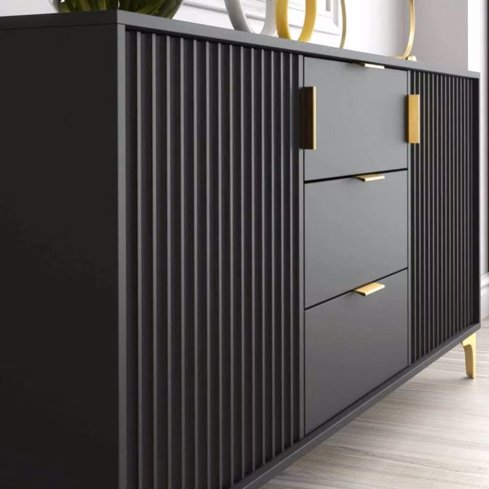 FORGEVIO Modern Sideboard TV Unit with Storage Drawers in Black – 3