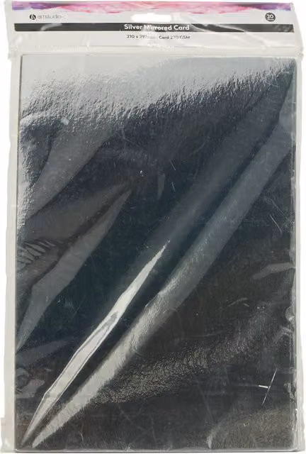 Art Studio Pack of 20 Silver Glossy Mirrored Construction Paper Cards, A4