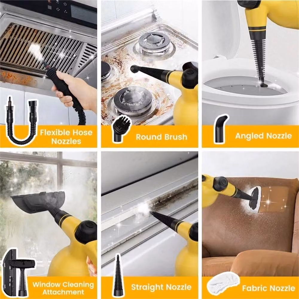 Nordara Handheld Steam Cleaner, 1000W, 3 Bar Pressure, Yellow – 4