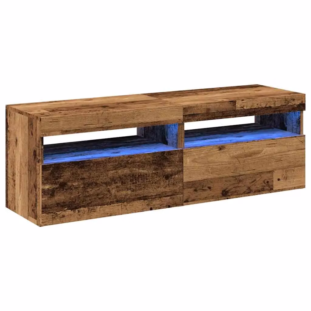 Berkfield Home Set of 2 Modern TV Cabinets with LED Lights in Brown Old Wood Finish – 3