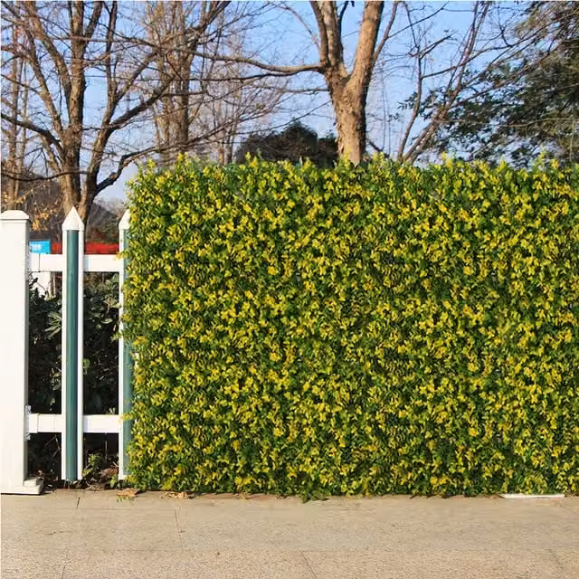 Livingandhome Artificial Eucalyptus Hedge Wall Decoration Screen in Yellow and Green