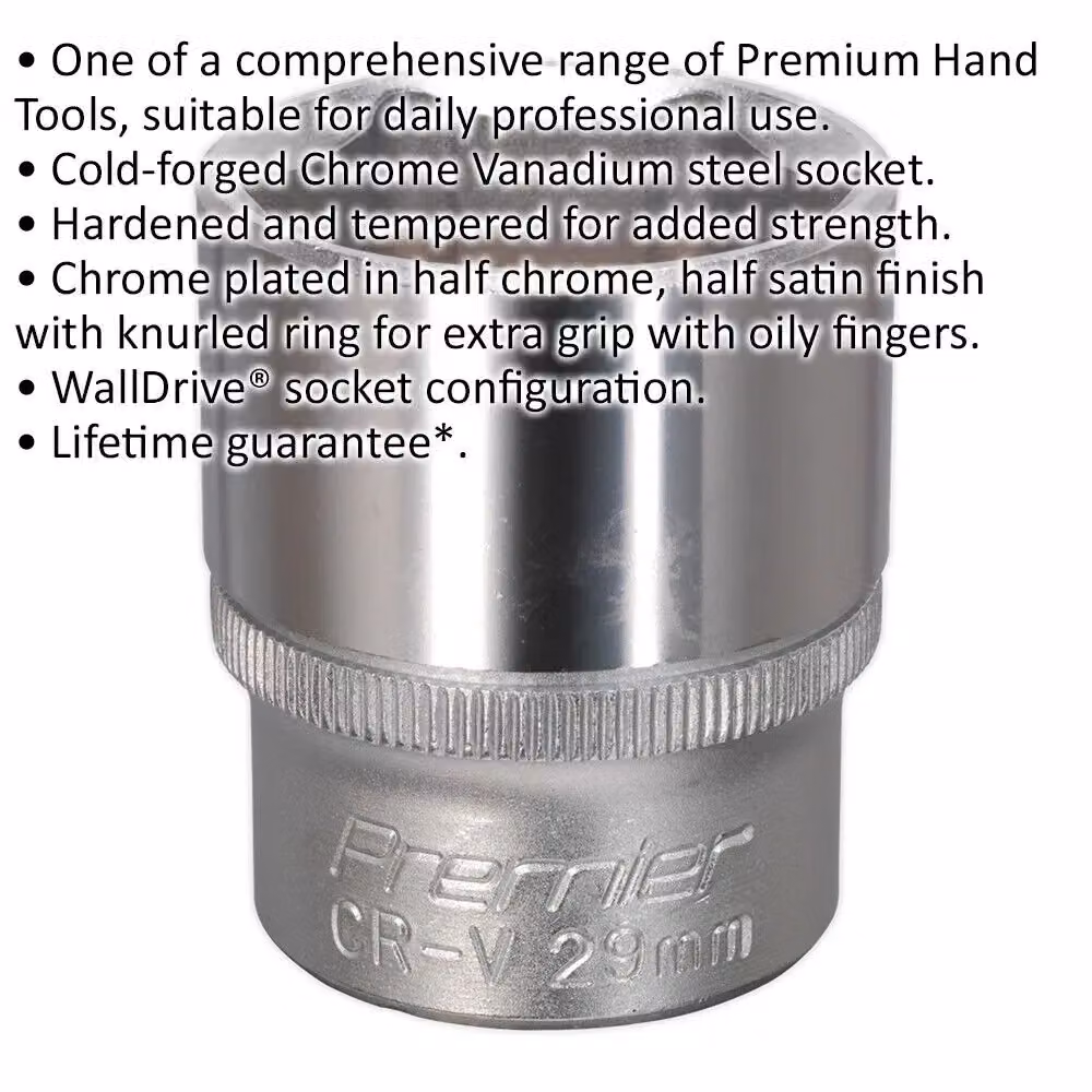 Loops 29mm Steel Drive Socket 1/2 inch Square Drive in Silver Chrome Vanadium – 2
