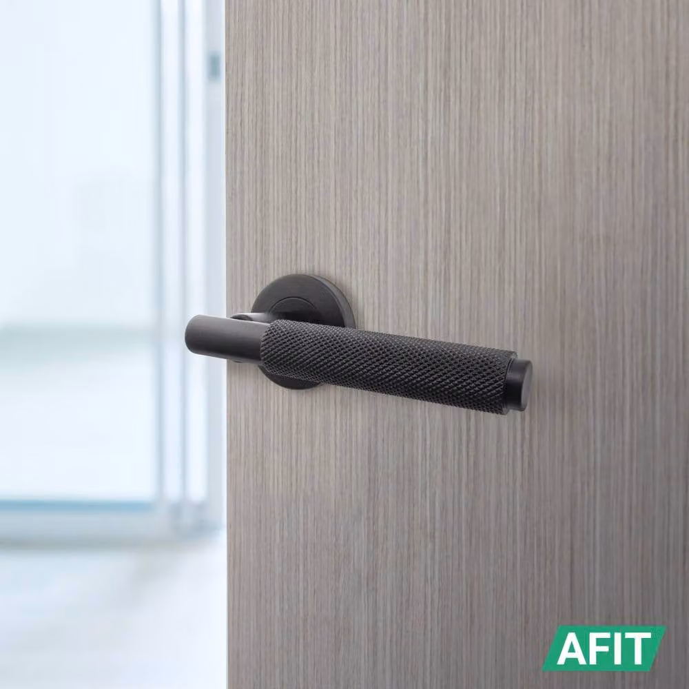 AFIT Dixon Range Matt Black Knurled Door Handles, Pack of 3 – 5