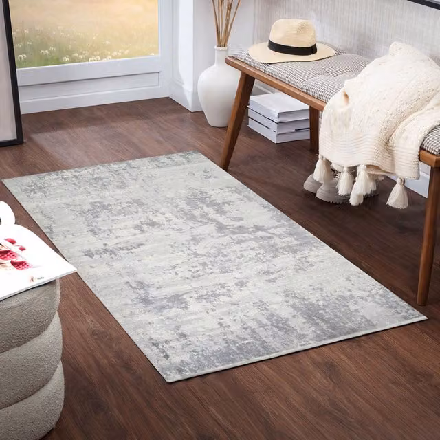 Livabliss Monaco Modern Abstract Marble Rug in Grey and Blue, W/D: 130 x 190 cm – 1