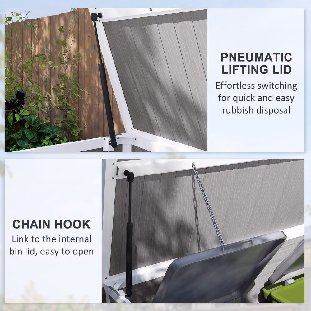 Rolipo Grey Double Bin Storage Shed with Lockable Doors, W: 143.3 cm, D: 76.2 cm, H: 110 cm – 6