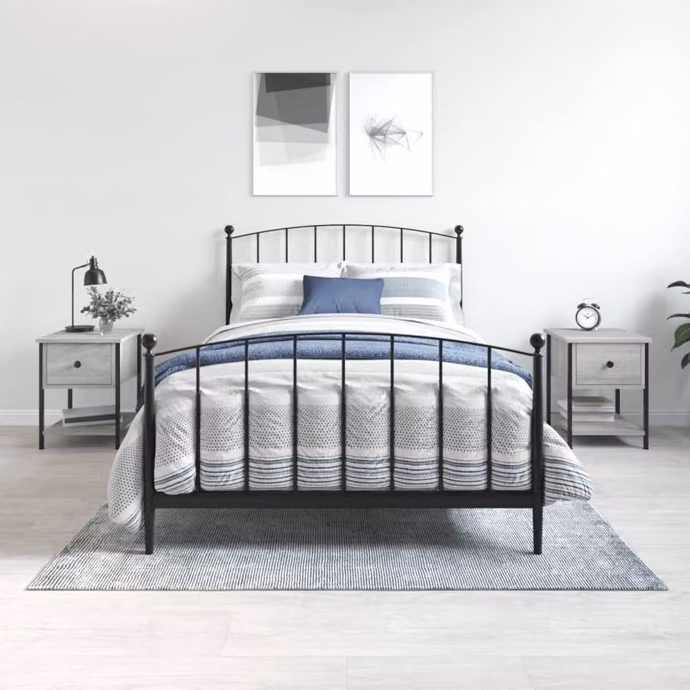 Berkfield Home Set of 2 Grey Sonoma Bedside Tables, W/D/H: 34 x 35.5 x 45 cm – 2