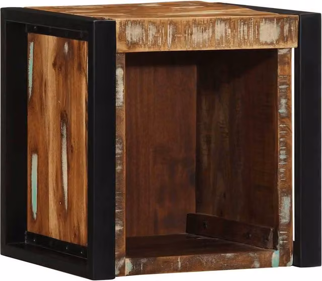 Berkfield Home Multicolour Reclaimed Solid Wood Bedside Cabinet W/D/H: 40 x 35 x 40 cm – 1