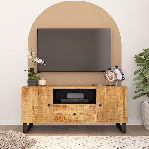 vidaXL Industrial TV Cabinet in Brown Acacia and Engineered Wood, W: 105 cm, D: 33.5 cm, H: 46 cm – 2