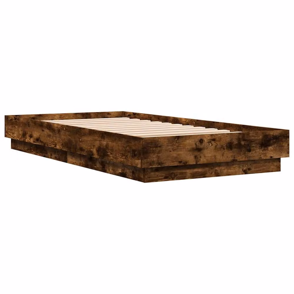 Berkfield Home Single Bed Frame in Smoked Oak Brown, Engineered Wood, W/D/H: 90 x 190 cm – 3