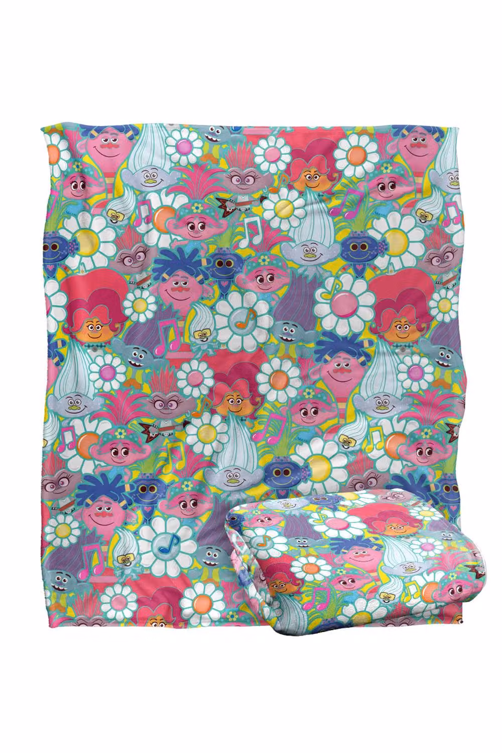 DreamWorks Trolls Floral Pattern Blanket, Multicolour, W: 152 cm, D: 127 cm – 2