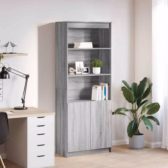 Berkfield Home Grey Sonoma Highboard in Engineered Wood W/D/H: 70 x 35 x 180 cm – 1