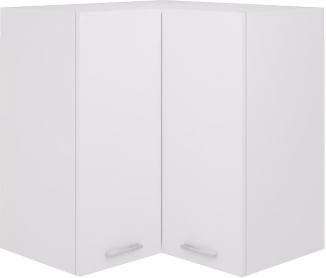 Berkfield Home White Wall Mounted Corner Cabinet with Hinged Doors and Internal Shelves W/D/H: 57 x 57 x 60 cm