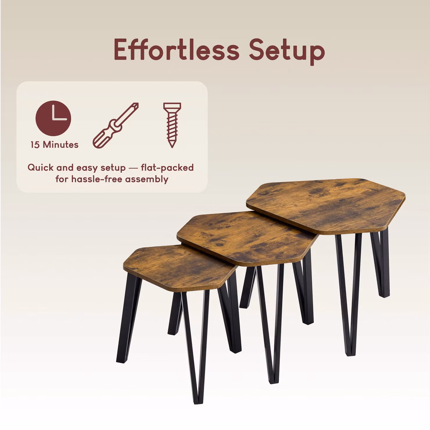 Vida Designs Brooklyn Nest of 3 Round Coffee and Side Tables in Brown – 3