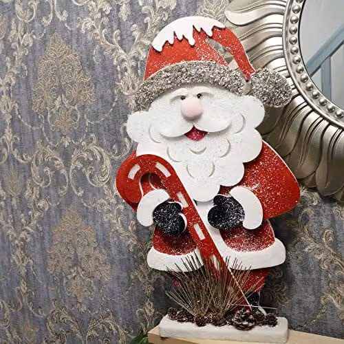 Shatchi Christmas Santa Tabletop Figure in Red, White and Silver, Height: 72 cm – 2