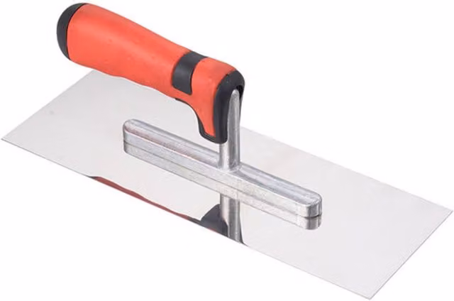 Living and Home Stainless Steel Soft-Grip Finishing Trowel for Concrete and Plaster in Silver, W: 28 cm, H: 10 cm