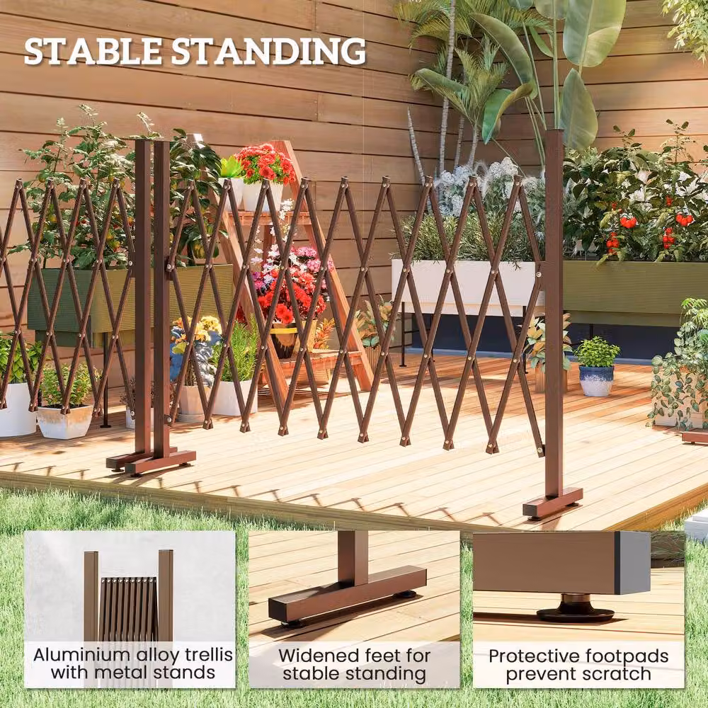 Outsunny Aluminium Alloy Movable Pet Safety Fence, Brown, W: 250 cm, H: 100 cm – 5