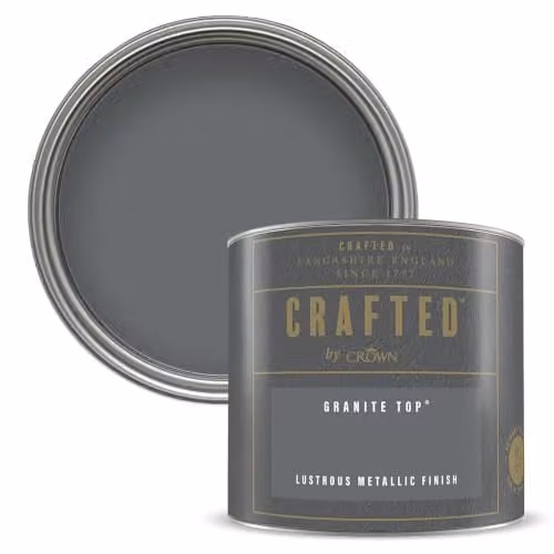 Crown Crafted Metallic Granite Pewter Paint Tester Sample, 125ml, Silver Grey