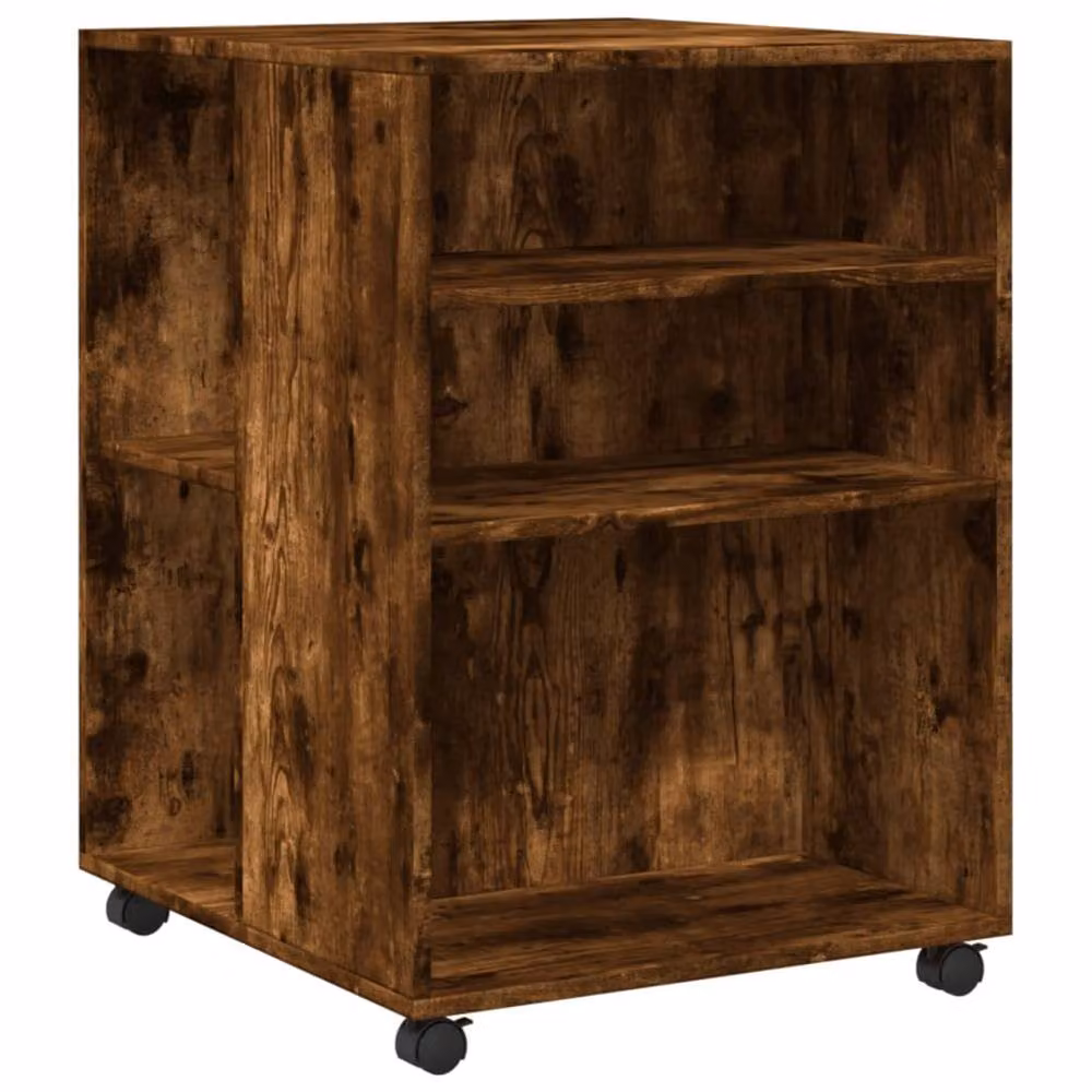 Berkfield Home Side Table with Wheels in Smoked Oak Brown, W: 55 cm, D: 60 cm, H: 78 cm – 3