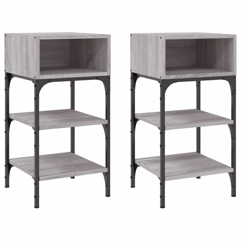 Berkfield Home Elegant Bedside Tables, 2 Piece Set in Grey, W/D/H: 35 x 34.5 x 70 cm – 2