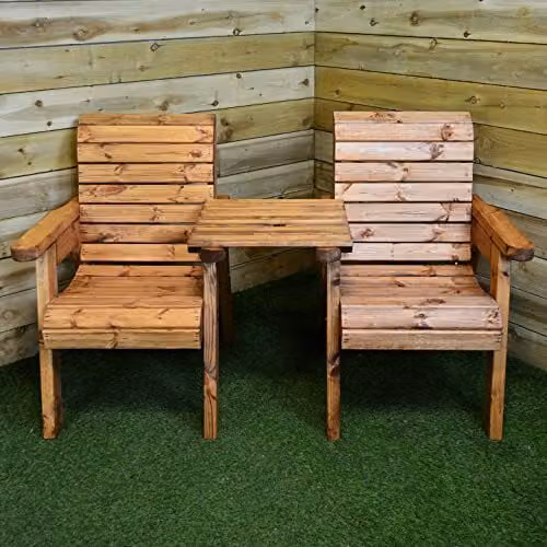 Samuel ALEXANDER Charles Taylor Hand Made 2 Seater Rustic Brown Wooden Garden Love Seat – 1