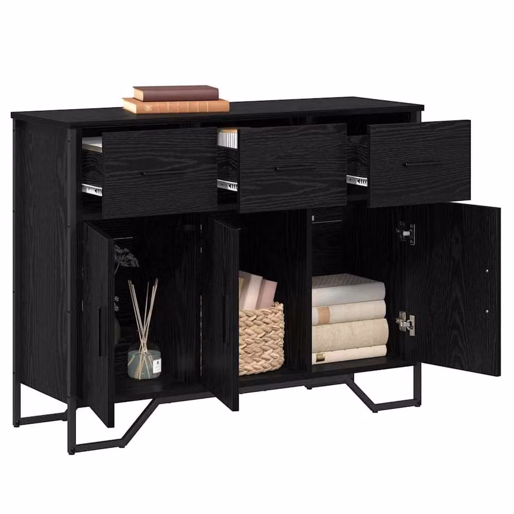Berkfield Home Black Oak Sideboard, W/D/H: 97 x 32.5 x 74.5 cm – 3