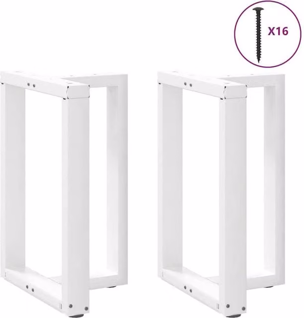 Berkfield Home Modern T-Shaped Dining Table Legs, 2 Pieces, White Steel, W: 50 cm, D: 35 cm, H: 72-73 cm