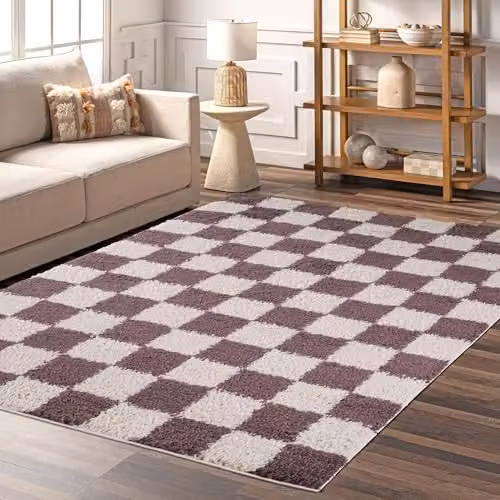 Desire Rugs Chester Modern Checkered Shaggy Area Rug, Purple, W: 120 cm, L: 170 cm – 5