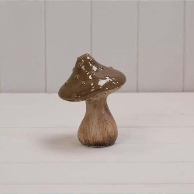 KDMD Brown Ceramic Rustic Mushroom Tabletop Ornament
