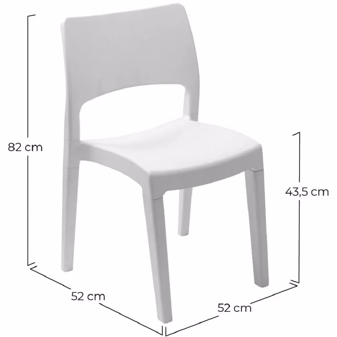 EONLION Stackable Plastic Patio Chair in White and Black for Outdoor Dining and Garden Use, H 82.0 x W 50.0 x D 51.0 cm