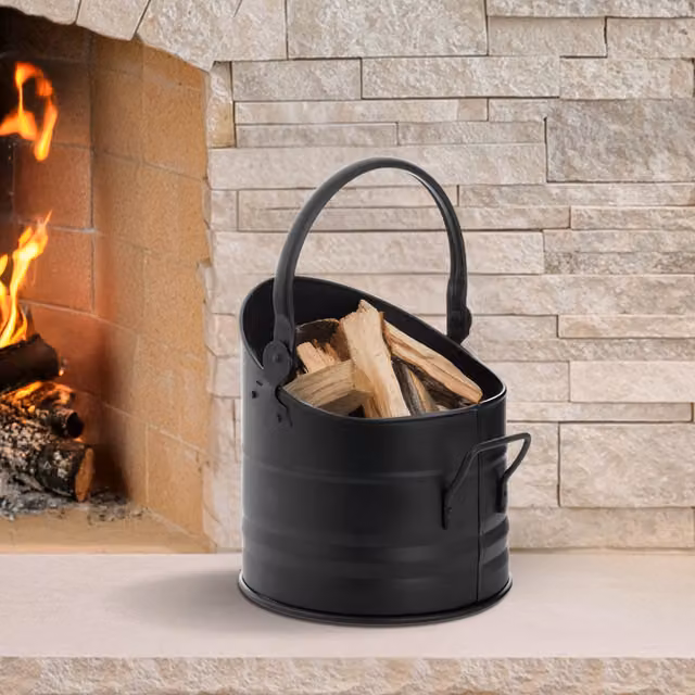Marco Paul Black Metal Coal Bucket Scuttle for Fireplaces, Steel Enamel, H 28.0 cm x W 25.0 cm x D 25.0 cm