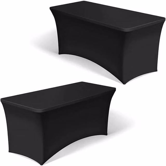 VOGREX Black Rectangular Spandex Stretch Trestle Table Cover