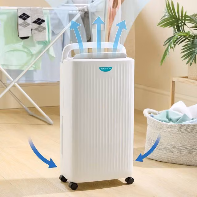 Bergstrom 12L Dehumidifier in White with LED Display and 2L Tank