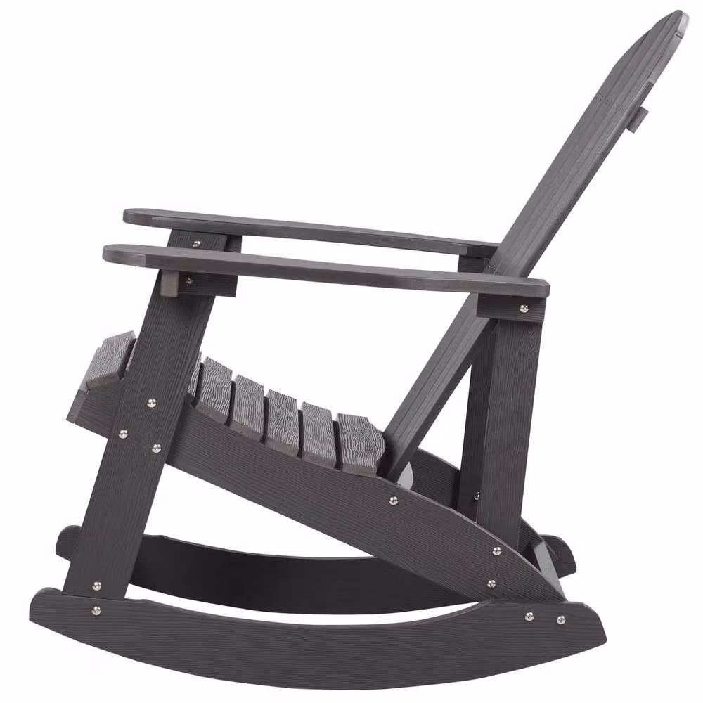Wyld and Coco Everwood Garden Rocking Chair in Dark Grey with Plastic Wood Slats and Stainless Steel Frame – 4
