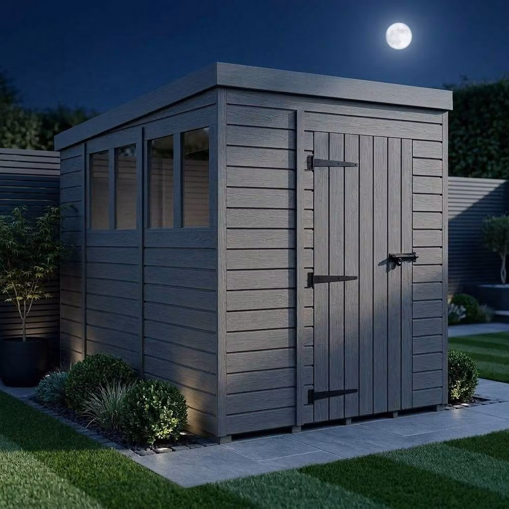 Buttercup Farm Grey Composite Pent Garden Shed with Single Door and Windows W/D/H: 183 x 305 x 210 cm – 3