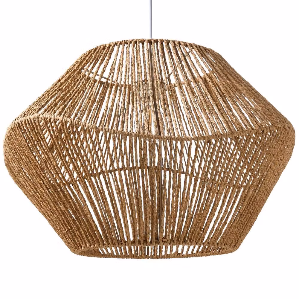 Wyld and Coco Beige Boho Pendant Lamp with Handwoven Paper and Metal Shade – 2