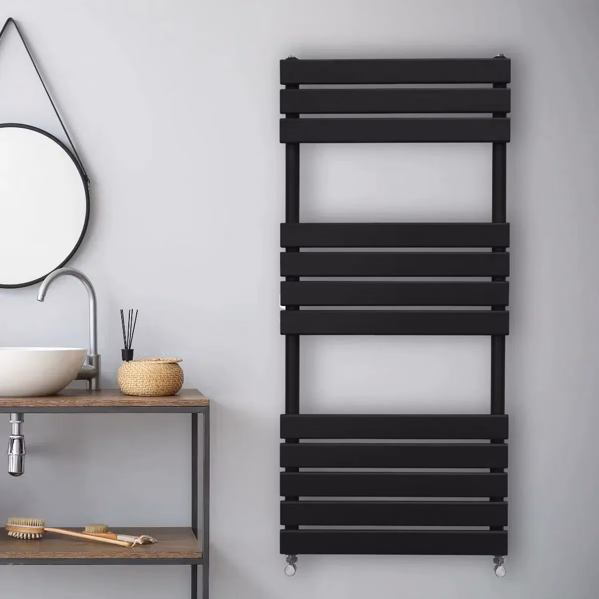 Monstershop Flat Panel Steel Towel Radiator, Black, W: 50 cm, H: 120 cm – 3