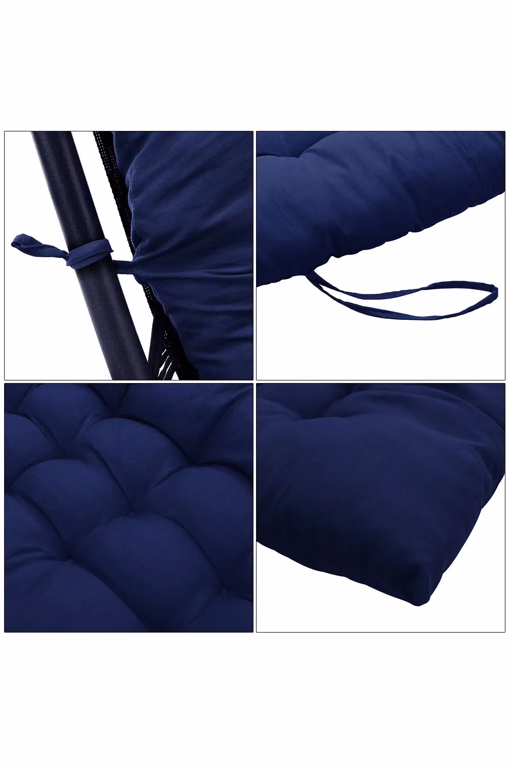 Living and Home Blue Cotton Rectangular Chaise Lounge Chair Cushion, W: 110 cm, D: 40 cm – 3