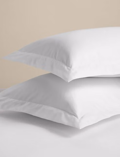 M&S 2 Pack Egyptian Cotton 400 Thread Count Silky Oxford Pillowcases in White