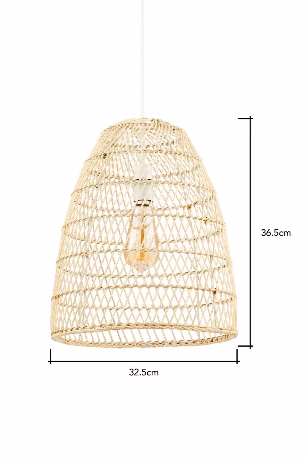BHS Lighting Beige Rattan Tall Dome Easy Fit Light Shade with Reducer Ring, W: 36.5 cm, D: 32.5 cm – 3